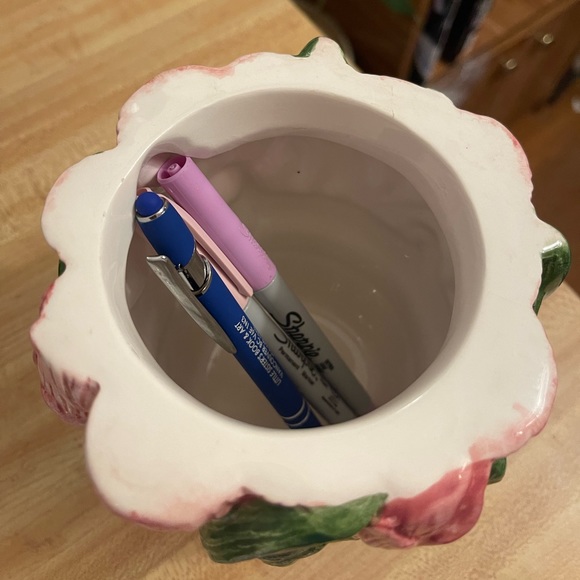 Vintage cottagecore porcelain flower pot jar with lid - Picture 6 of 10